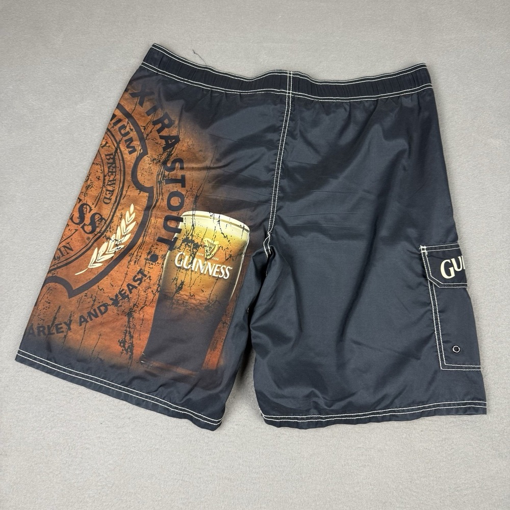 GUINNESS Beer Board Shorts Mens Size 40 Lined‎ Swim Trunks Black Brown